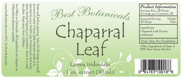 Chaparral Leaf Extract Label