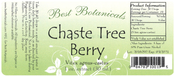 Chaste Tree Berry Extract Label