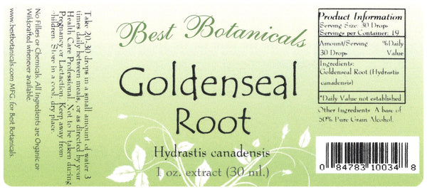 Goldenseal Root Extract Label