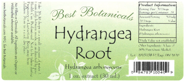 Hydrangea Root Extract Label