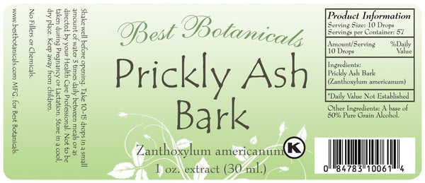 Prickly Ash Bark Extract Label