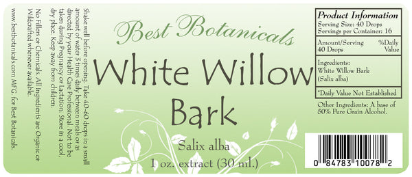 White Willow Bark Extract Label