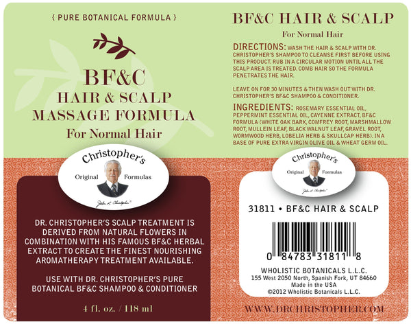BF&C Hair & Scalp Massage Oil Label