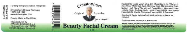 Beauty Facial Cream Ointment Label