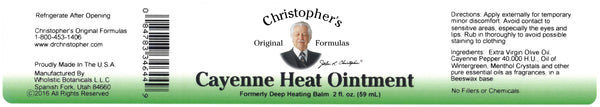 Cayenne Heat Ointment 2 oz. Label