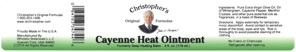 Cayenne Heat Ointment 4 oz. Label