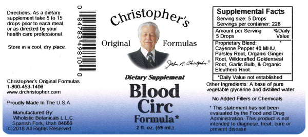 Blood Circ Extract Label