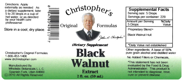 Black Walnut Hull Extract Label