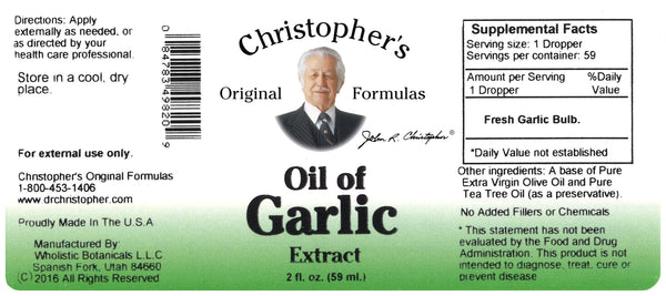 Oil of Garlic Label