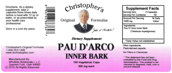 Pau D' Arco Bark Capsule Label