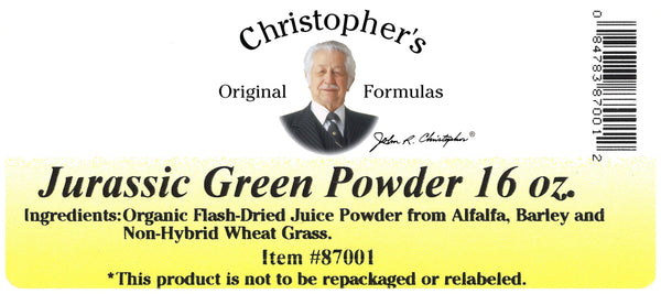 Jurassic Green Powder 16 oz. Label