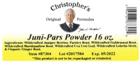 Juni-Pars Powder Label