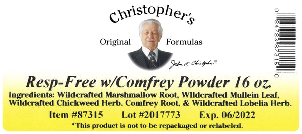 Resp-Free Powder Label