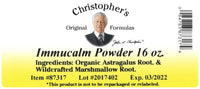 Immucalm Powder Label