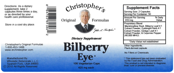 Bilberry Eye Capsule Label