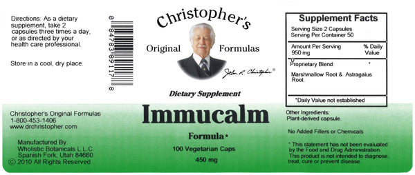 Immucalm Capsule Label