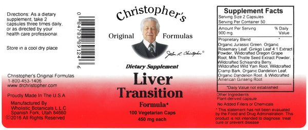 Liver Transition Formula Capsule Label