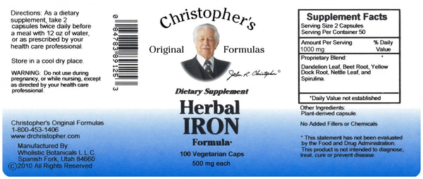 Herbal Iron Capsule Label