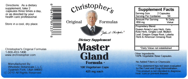 Master Gland Formula Capsule Label