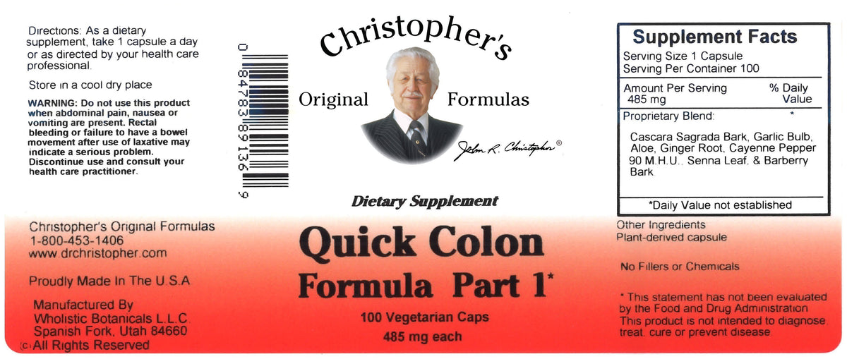 Colon Rx Label Quick Colon #1 Capsule | christophersoriginalformulas