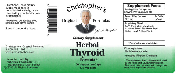 Herbal Thyroid Capsule Label